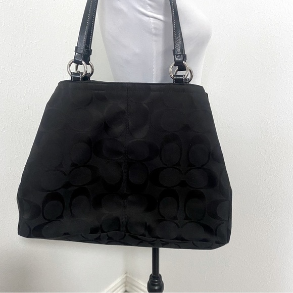 Coach Gabby Signature Authentic Black Canvas Monogram Tote Shoulder Bag Large - Picture 2 of 12